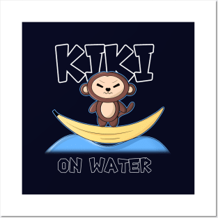 Cute Summer Kawaii Monkey On Banana Boat B Posters and Art